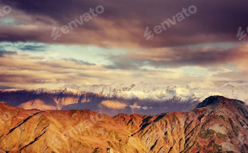 Preview: Thick fog on the mountain pass Goulet. Georgia, Svaneti. Europe.