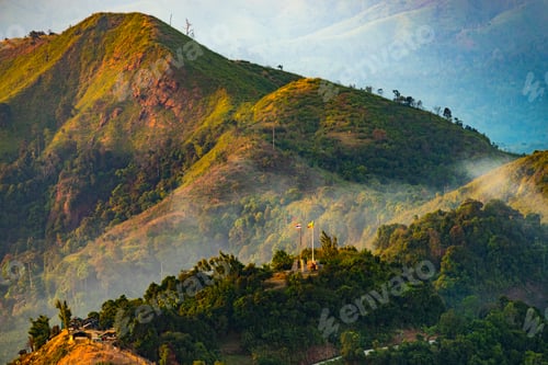 Preview: landscape view of mountains in the fog