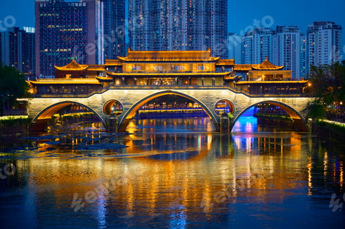 Preview: Anshun bridge at night, Chengdu, China