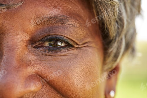 Preview: Close Up Of Smiling Senior Womans Eyes In Park