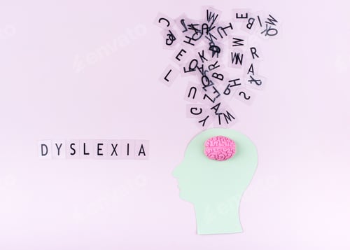 Preview: Dyslexia awareness concept with letters