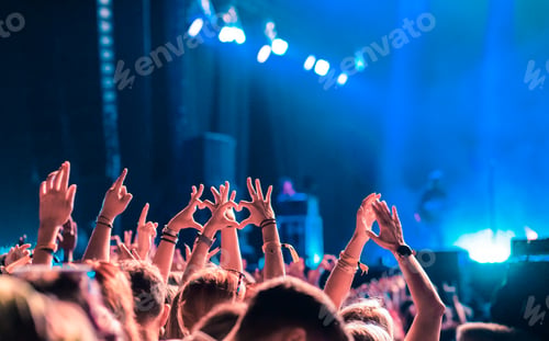 Preview: crowd partying stage lights live concert summer music festival