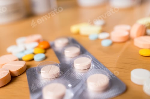 Preview: Variety of medicines and drugs.Medicine and healthcare concept