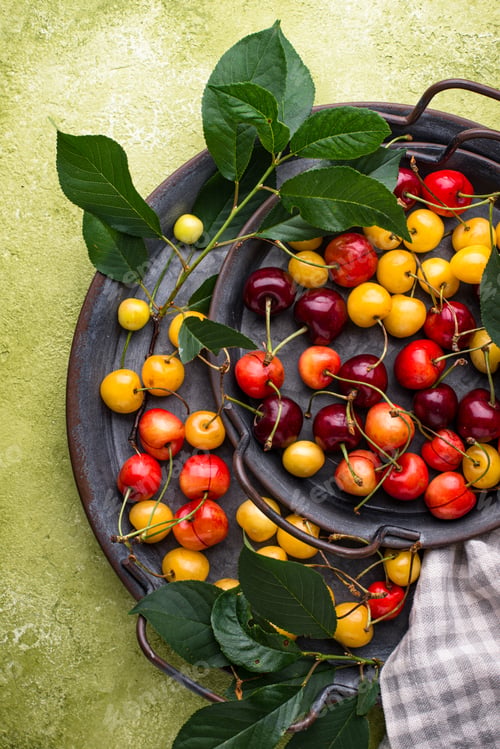 Preview: Fresh ripe red and yellow cherry