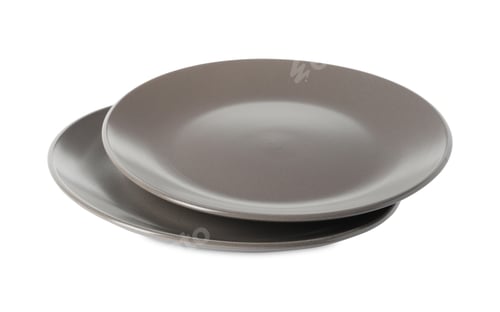 Preview: New grey ceramic plates isolated on white