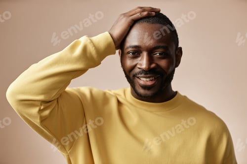 Preview: Black man looking at camera in studio
