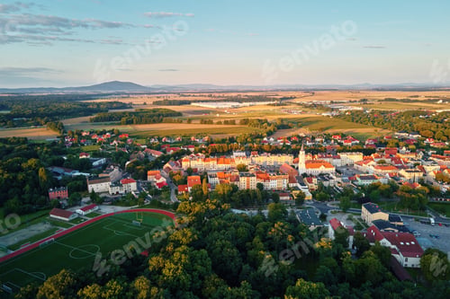 Preview: Cityscape of small european town, aerial view