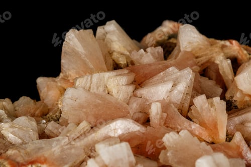 Preview: Macro of a stone Stilbite mineral on a black background