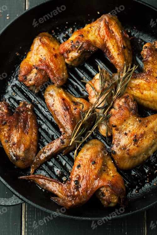 Preview: Grilled chicken wings with spices and rosemary