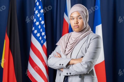 Preview: Muslim Woman Against National Flags
