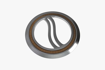 Preview: Circular metallic object with wavy central design