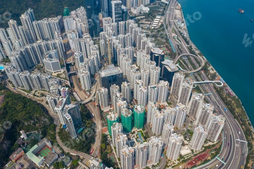 Preview: Tai Koo, Hong Kong 19 March 2019: Top view of Hong Kong city