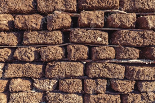 Preview: Dried blocks of manure, used for construction and for room heating