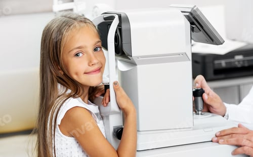 Preview: Little blond girl undergoes eye survey