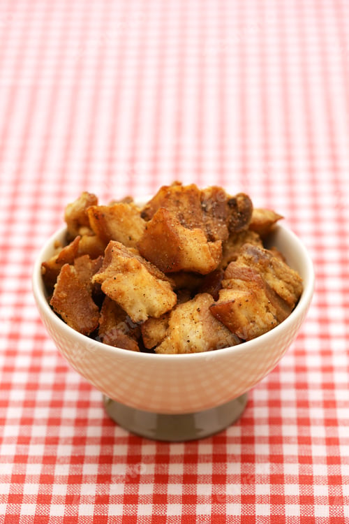 Preview: homemade Grattons (pork rind with fat confit ), French Lyonnais snack