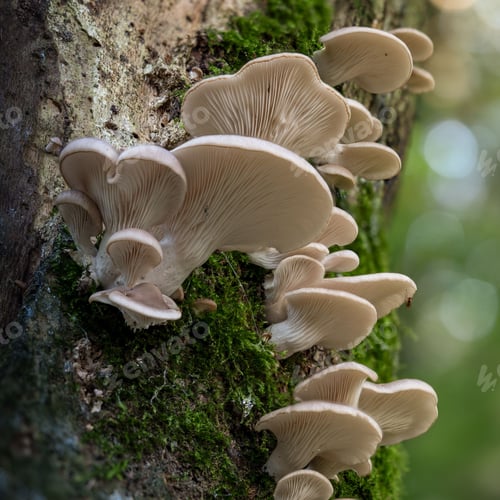 Preview: Fresh lung oyster mushrooms in the forest