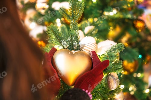 Preview: Christmas decoration and Christmas lights (bokeh) in Moscow, holiday season