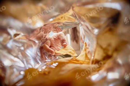 Preview: Hand Reaching Into Bag of Crunchy Chips