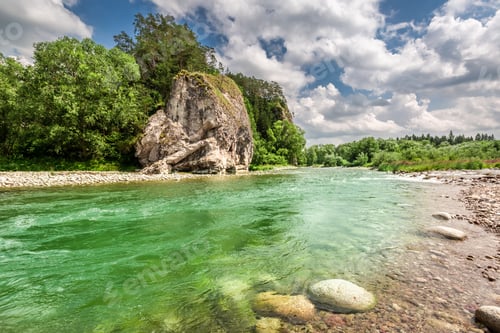 Preview: Turquoise Bialka River in the pieniny mountains in summer