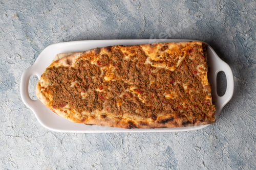 Preview: Turkish and Arabic Traditional Ramadan Bread Sliced Etli Ekmek or Pide