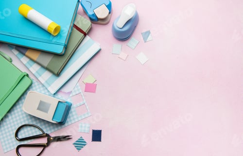 Preview: Crafting tools and notebooks for scrapbooking hobby