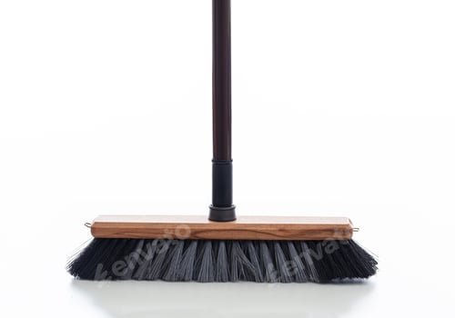Preview: Cleaning floor push broom isolated against white background.