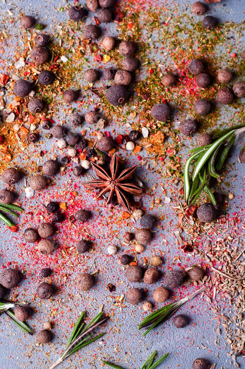 Preview: scattered on the table different spices