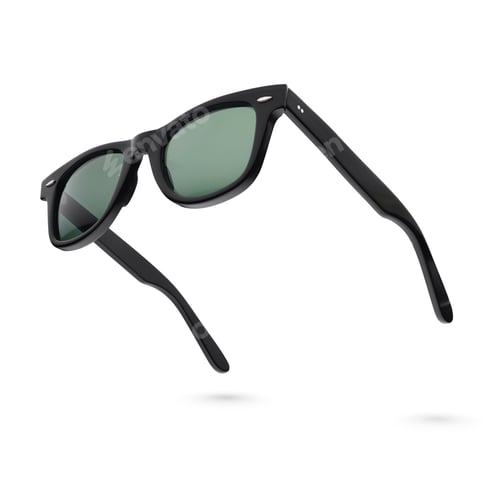 Preview: Black plastic sunglasses isolated on white.