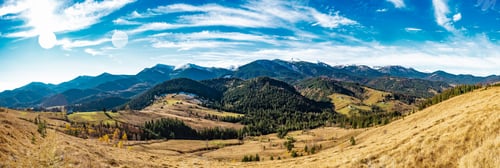 Preview: Beautiful forests covering the Carpathian mountains and a small village