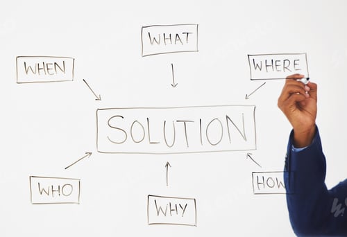 Preview: Shot of an unrecognisable businessman having a brainstorming session on a glass screen in an office