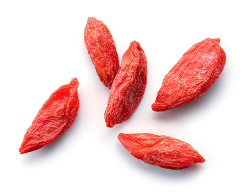 Preview: Dehydrated Goji Berries on White Background, Close Up