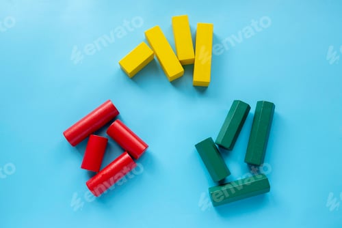 Preview: Category concept. Different shape of colorful wooden geometry block rearrange into its category.