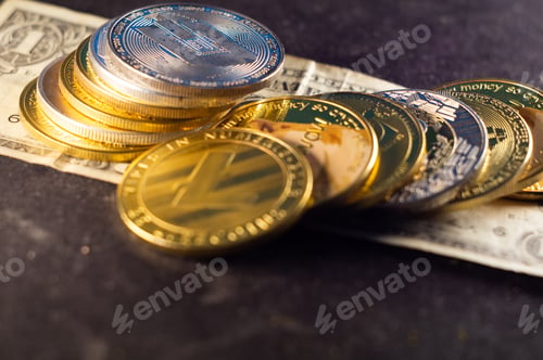 Preview: Closeup shot of coins on a paper mone