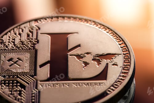 Preview: Coin litecoin closeup on a beautiful background.