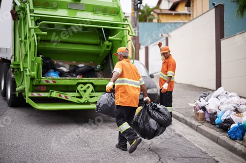 Preview: One street at a time...Cropped shot of a garbage collection team at work.