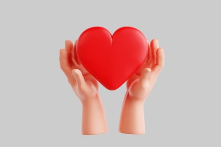 Visualização: Coração em mãos em forma de concha