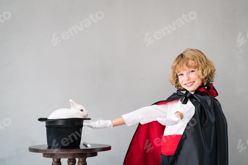 Preview: Child illusionist with cute rabbit