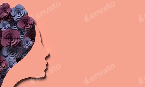 Preview: March 8 with papercut woman face