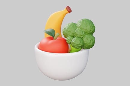 Preview: Bowl with fruits and vegetables
