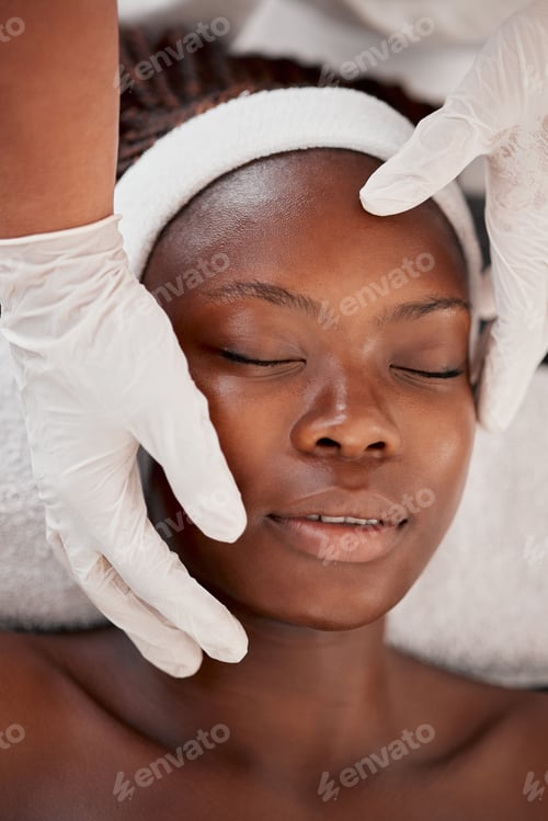 Preview: Spa woman, hands or face massage for beauty healthcare, cosmetics facial treatment or salon wellnes