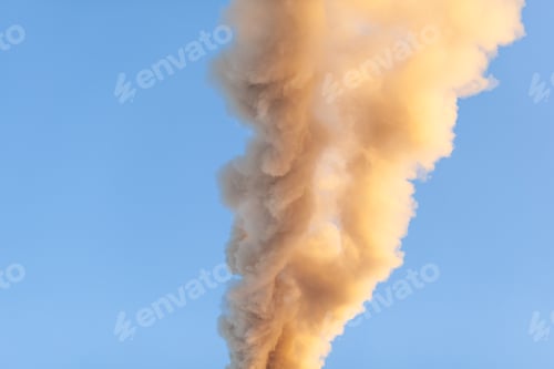 Preview: White thick smoke from the boiler room chimney. Industrial zone.