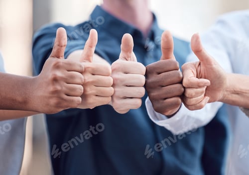 Preview: Cropped shot of a group of unrecognizable businesspeople showing thumbs up