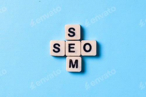 Preview: Wooden cubes with the word SEO and SEM