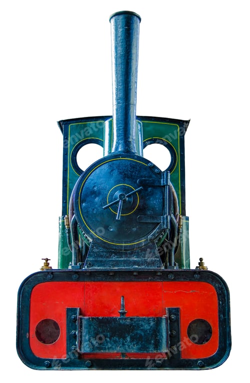 Preview: Antique Locomotive Engine Isolated on White