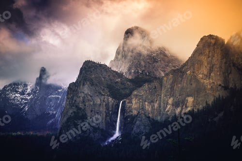 Preview: Storm Breaking On Bridalveil Falls, Yosemite National Park, California