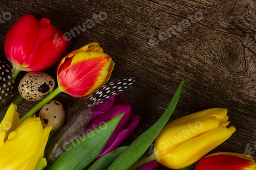 Preview: Spring flowers with easter eggs