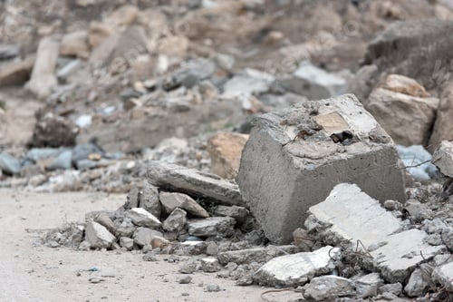 Preview: A pile of construction waste in a landfill. Selective focus