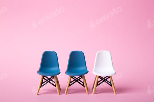 Preview: White chair standing out from the crowd.. Business concept.
