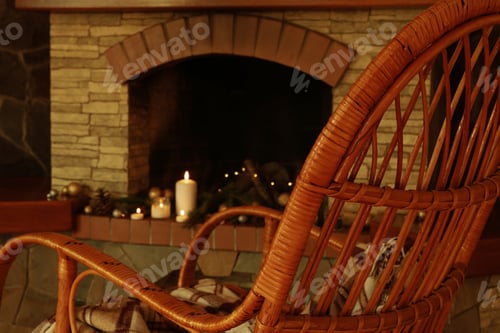 Preview: Composition with rocking chair in cozy winter evening