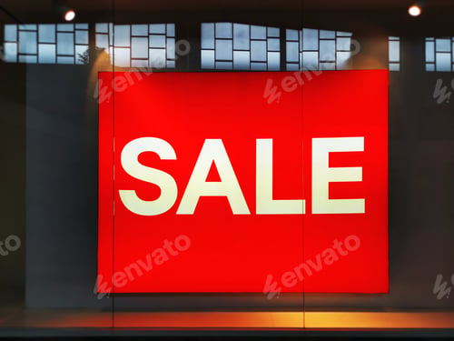 Preview: Large Illuminated Red Board with White SALE Text at Retail Store